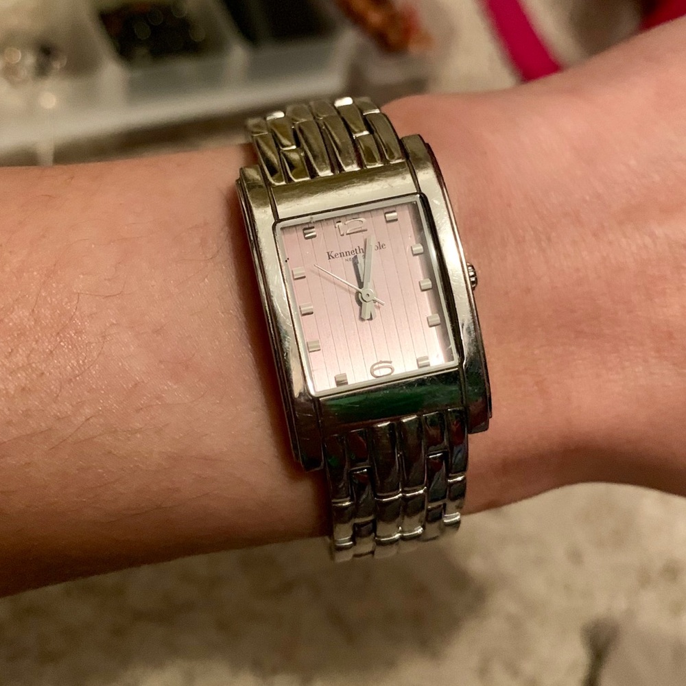 Kenneth Cole silver watch with pink face